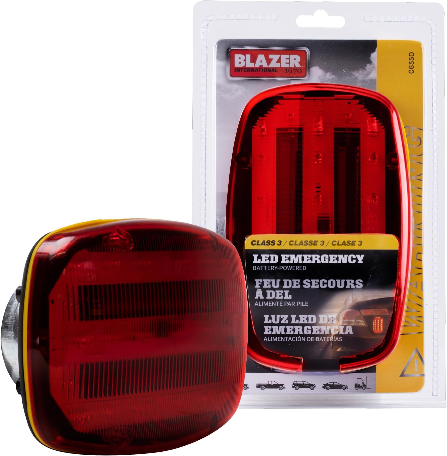 195C6350 LED Magnetic Emergency Safety Light – Red, Battery Powered, Dual Flash Modes, High-Visibility Warning Beacon for Roadside, Construction, and Farm Use Automotive Accesory