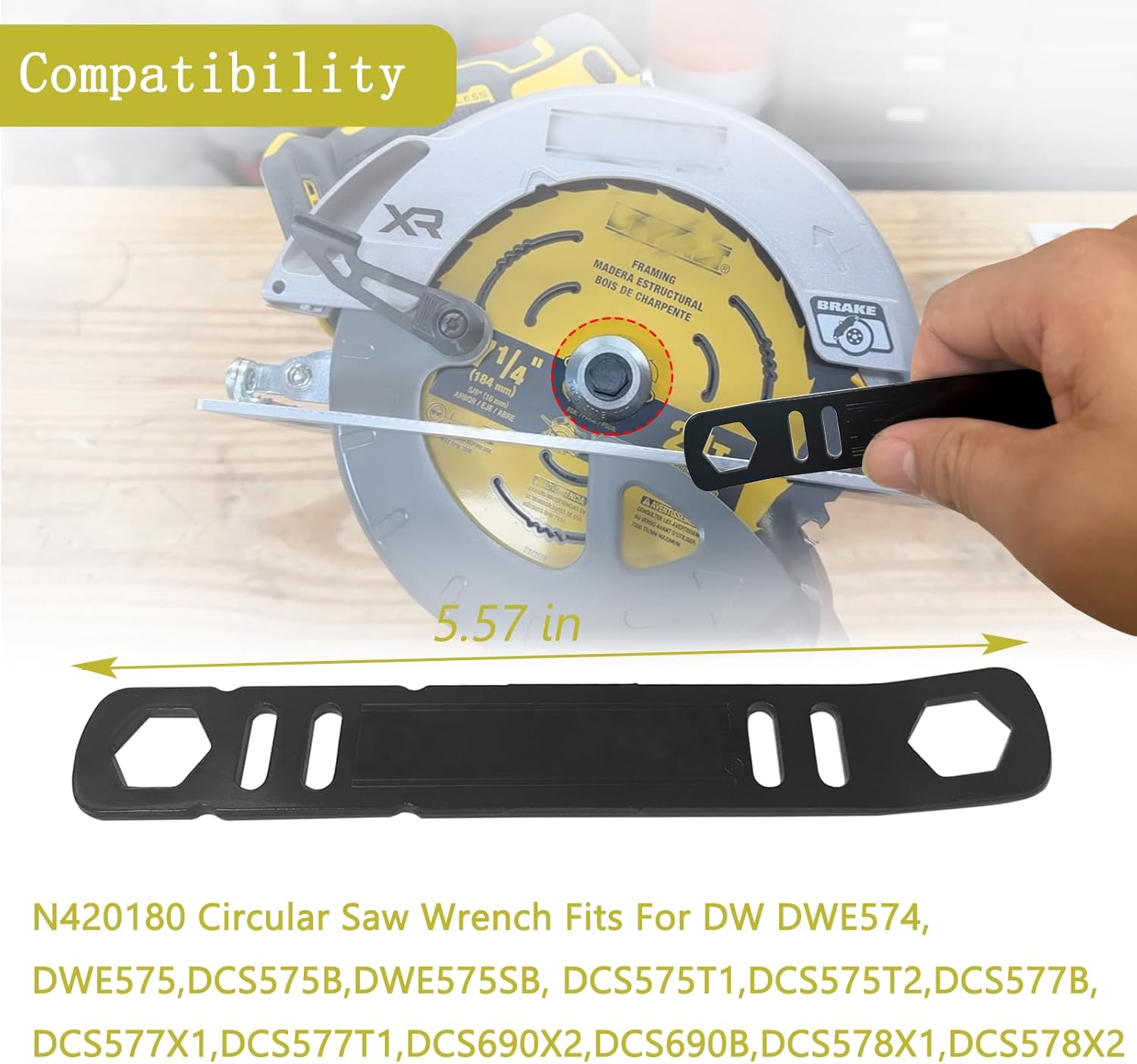 1 Pc N420180 N165861 Circular Saw Wrench 60V 7-1/4-Inch Fits for DW DWE574 DWE575 DWE575SB Replacement Part