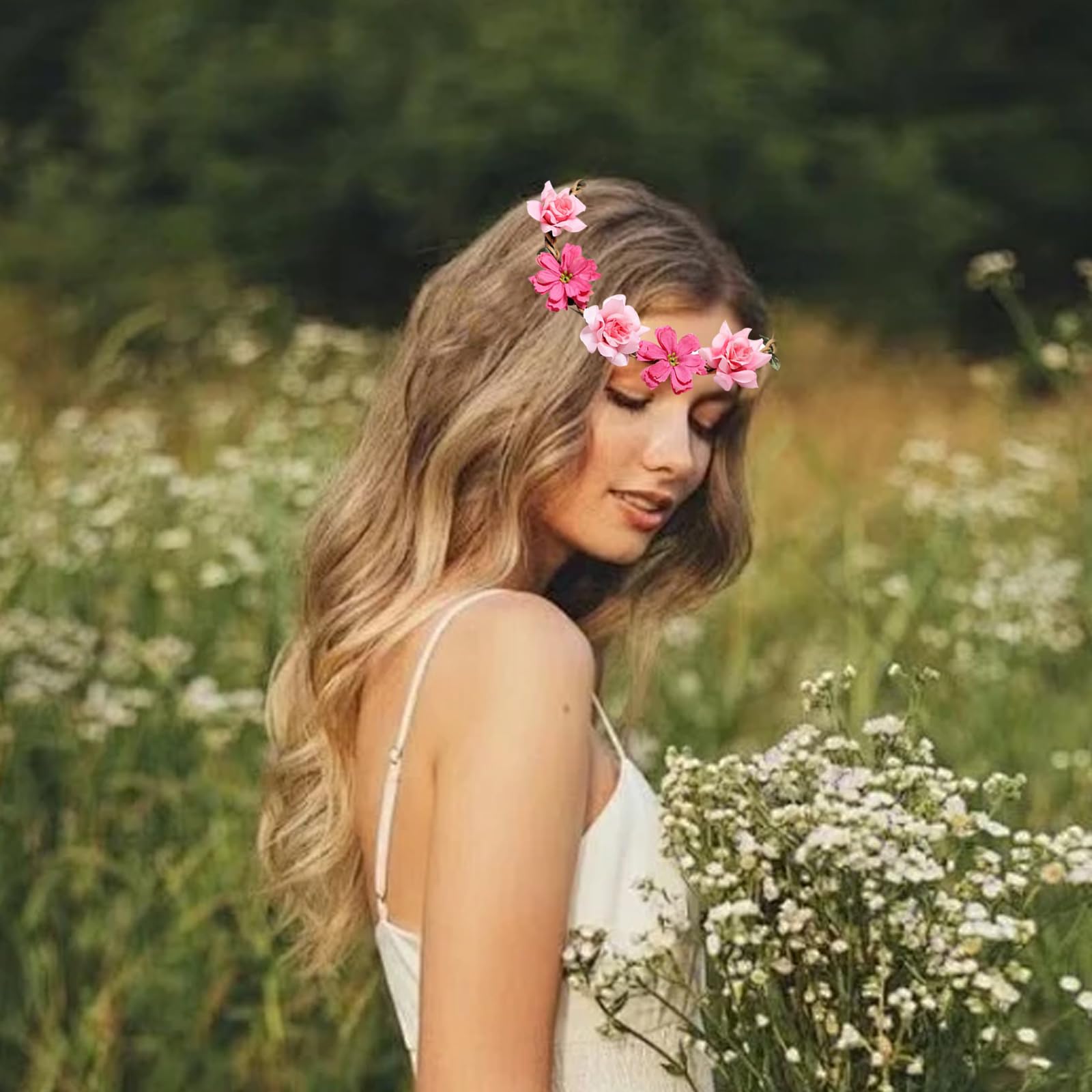 KASESSS 6 Pieces Flower Crown, Flower Headband, Multicolour Flower Hair Band - Image 2
