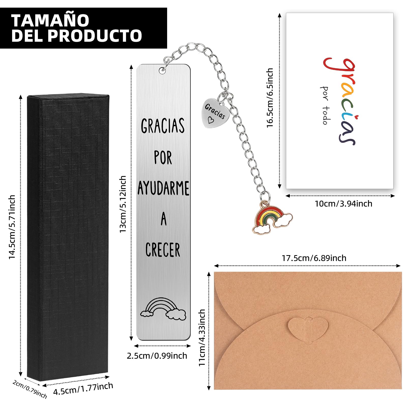 Elegante Marcapáginas en Español 13 x 2.6 cm - Regalo Ideal para Maestros, Colegas y Seres Queridos con Caja de Regalo
