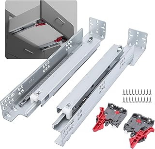 LONTAN Undermount Soft Close Drawer Slides 21 Inch Hidden Bottom Mount Full Extension Cabinet Rails with Rear mounting Bracket and Locking Devices 1 Pair Concealed Drawer Runners 100lb Load Capacity