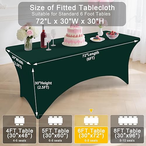 Miniatura 162 de Smiry Paquete de 2 manteles de elastano de 6 pies, elásticos ajustables, lavables y sin arrugas, rectangulares para mesa de patio, para exteriores,