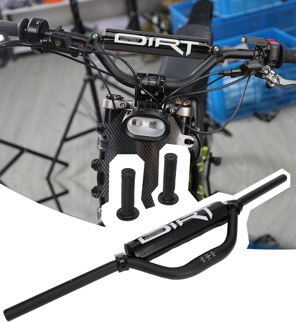 Sur Ron Dirt Bike Riser Handlebar Kit 31.8 7/8" Motorcycle Handlebar & Grips & Pad & Cross Bar For Sur Ron X/S, Sting, X160/260 Electric Dirt Bike, BLACK