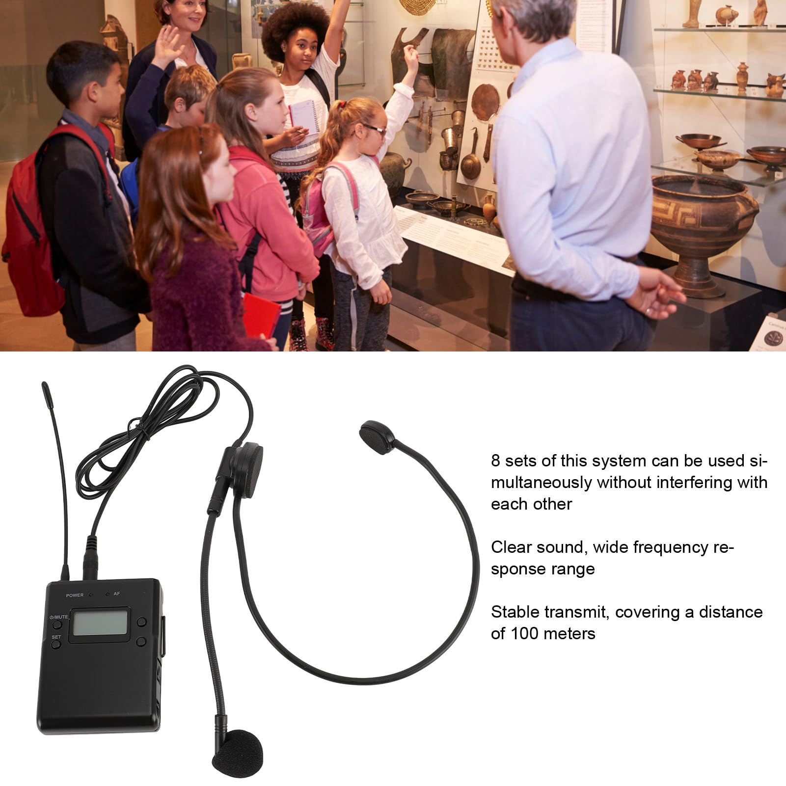 di Guida Turistica, Cuffie per Guida Turistica Wireless, Dispositivi di Traduzione per Interpretazione Simultanea da 330Ft per 1 Trasmettitore 1 Ricevitore