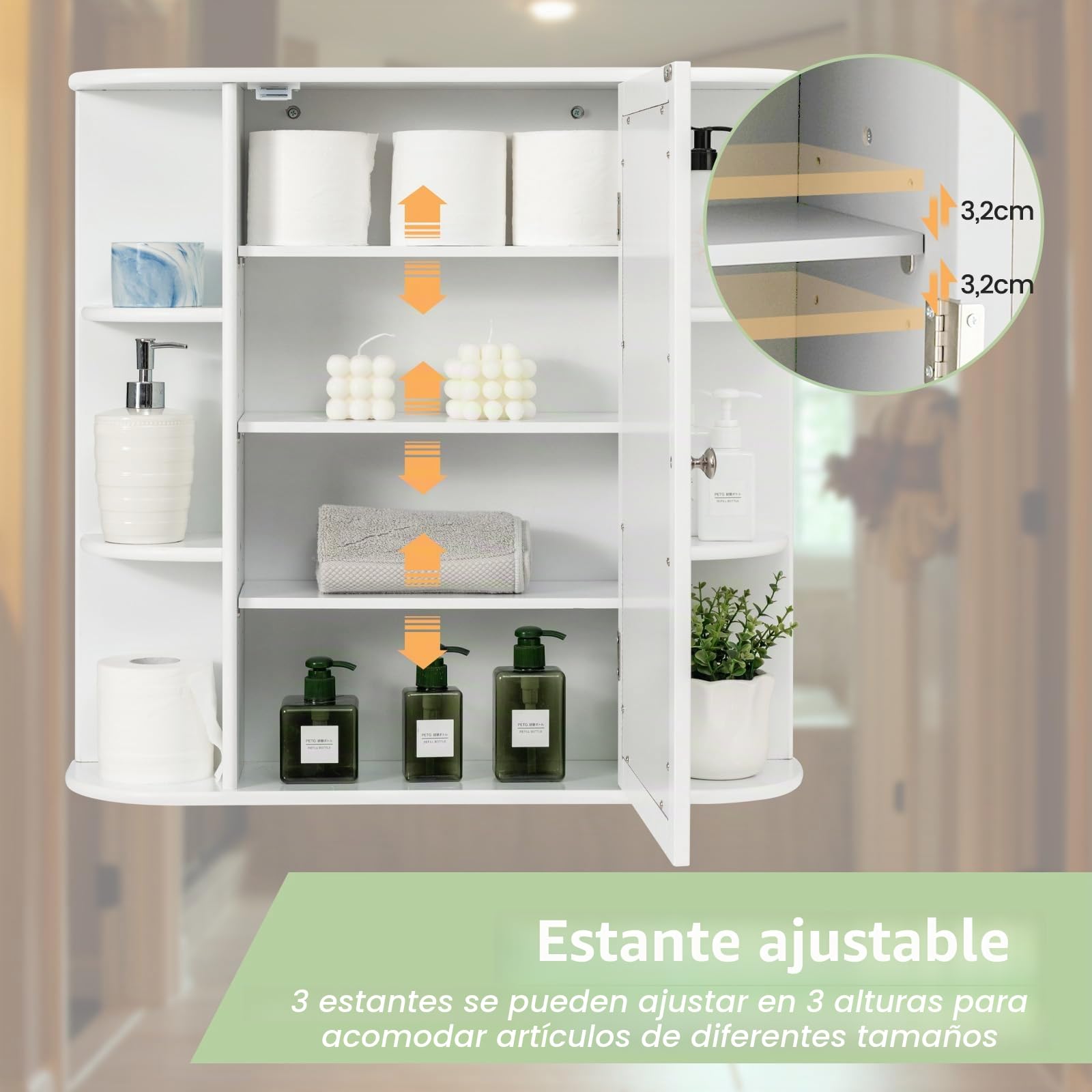 GOPLUS Armario de baño con Espejo y Amplio Espacio