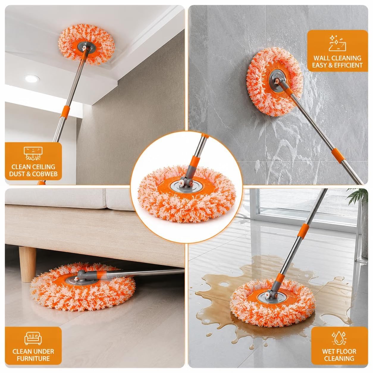 360 Rotating Microfiber Mop - Clean Floors, Walls & Ceilings -5 360 Rotating Microfiber Mop - Clean Floors, Walls & Ceilings -5