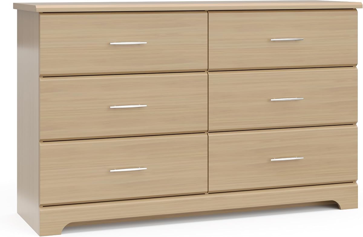 Brookside 6 Drawer Dresser, Driftwood | GREENGUARD Gold Certified, Wood Dresser for Bedroom, Kids & Nursery Storage Chest, Safety Interlocking Drawers, Kids Bedroom