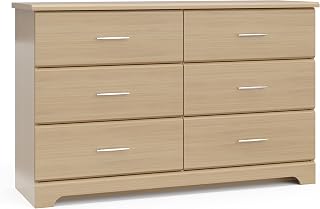 Storkcraft Brookside 6-Drawer Dresser Driftwood - GREENGUARD Gold Certified Nursery Kids Storage with Safety Interlocking Drawers