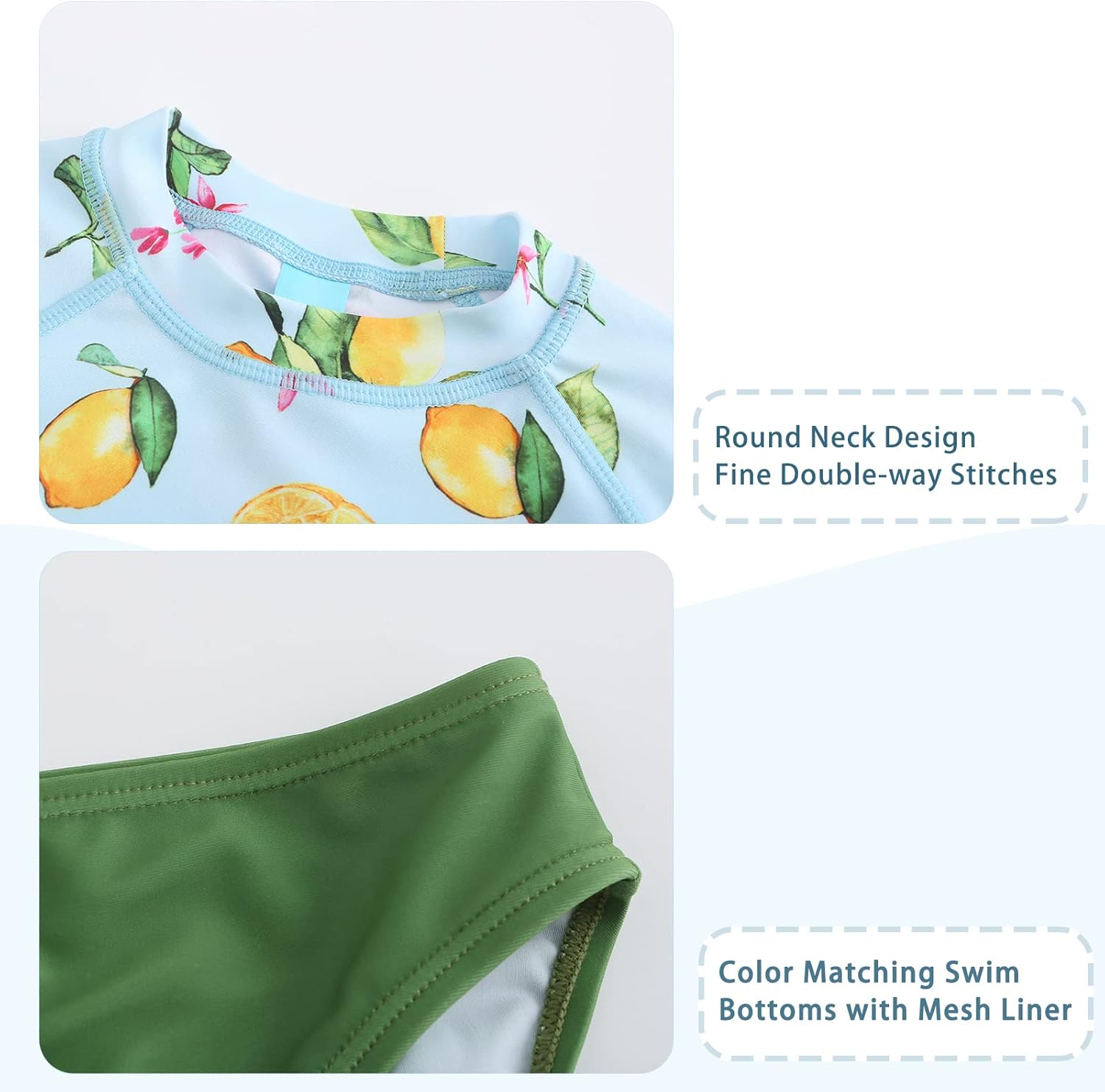 Girls 3 Piece Rash Guard Swimsuits Set Tankini Bathing Suits for Girls Long Sleeve Beach Swimwear 3-16 Years - Image 7