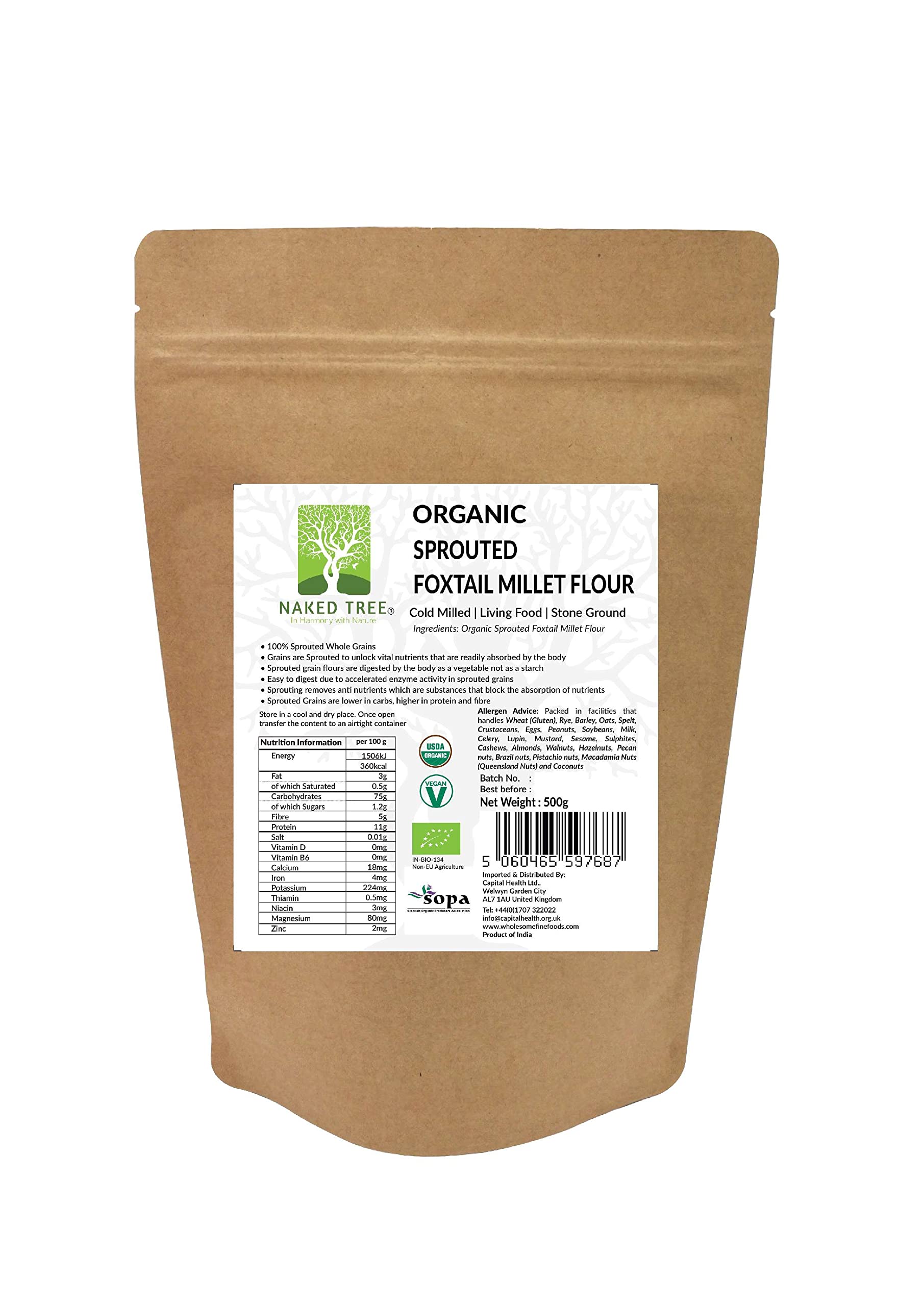 Naked Tree Organic Sprouted Foxtail Millet Flour 500g