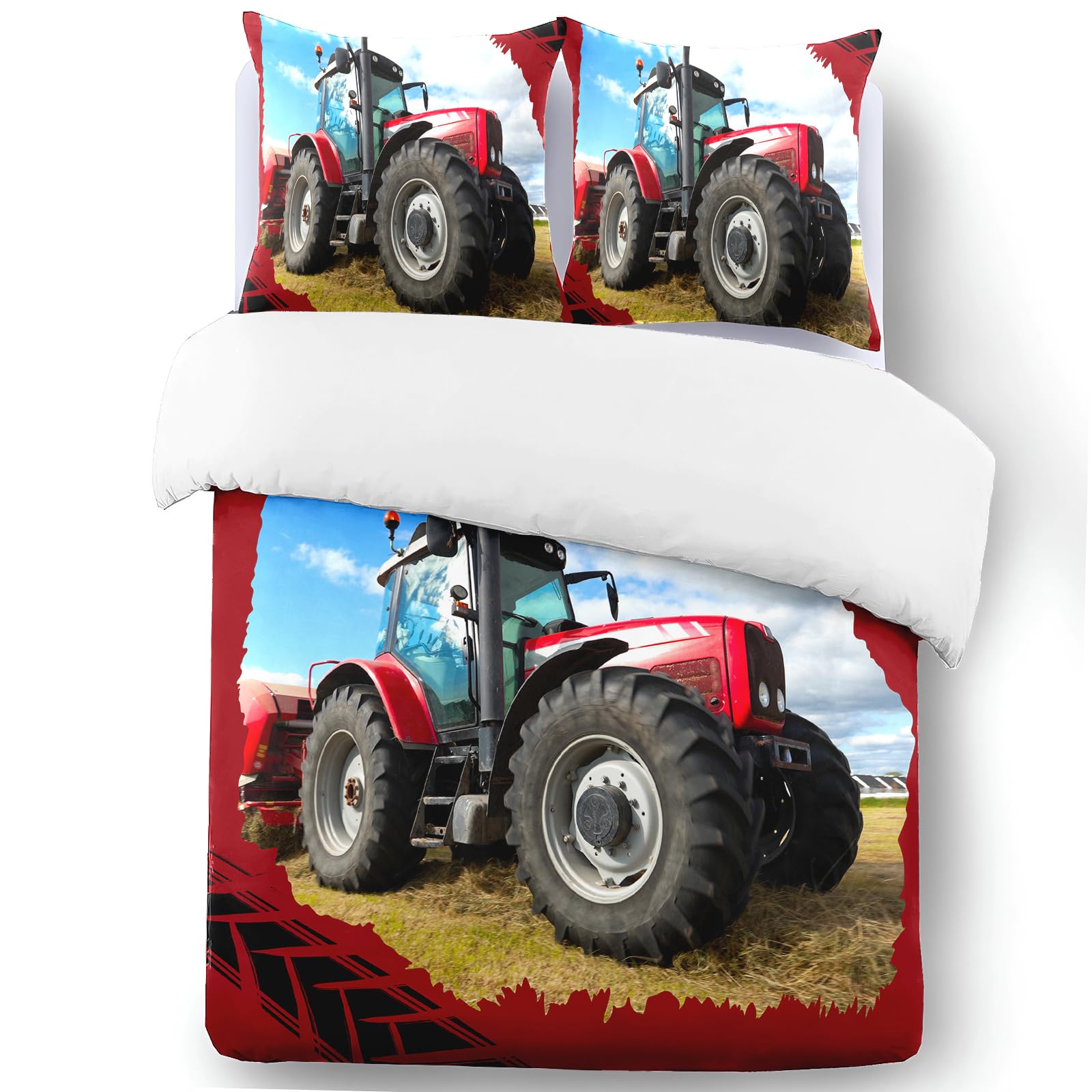 Yzehomijia Tractor Duvet Cover Sets, 220×240 cm for Kids 1 Microfiber Duvet Cover + 2 Pillowcases 65x65 cm.(T3×220) - Image 4