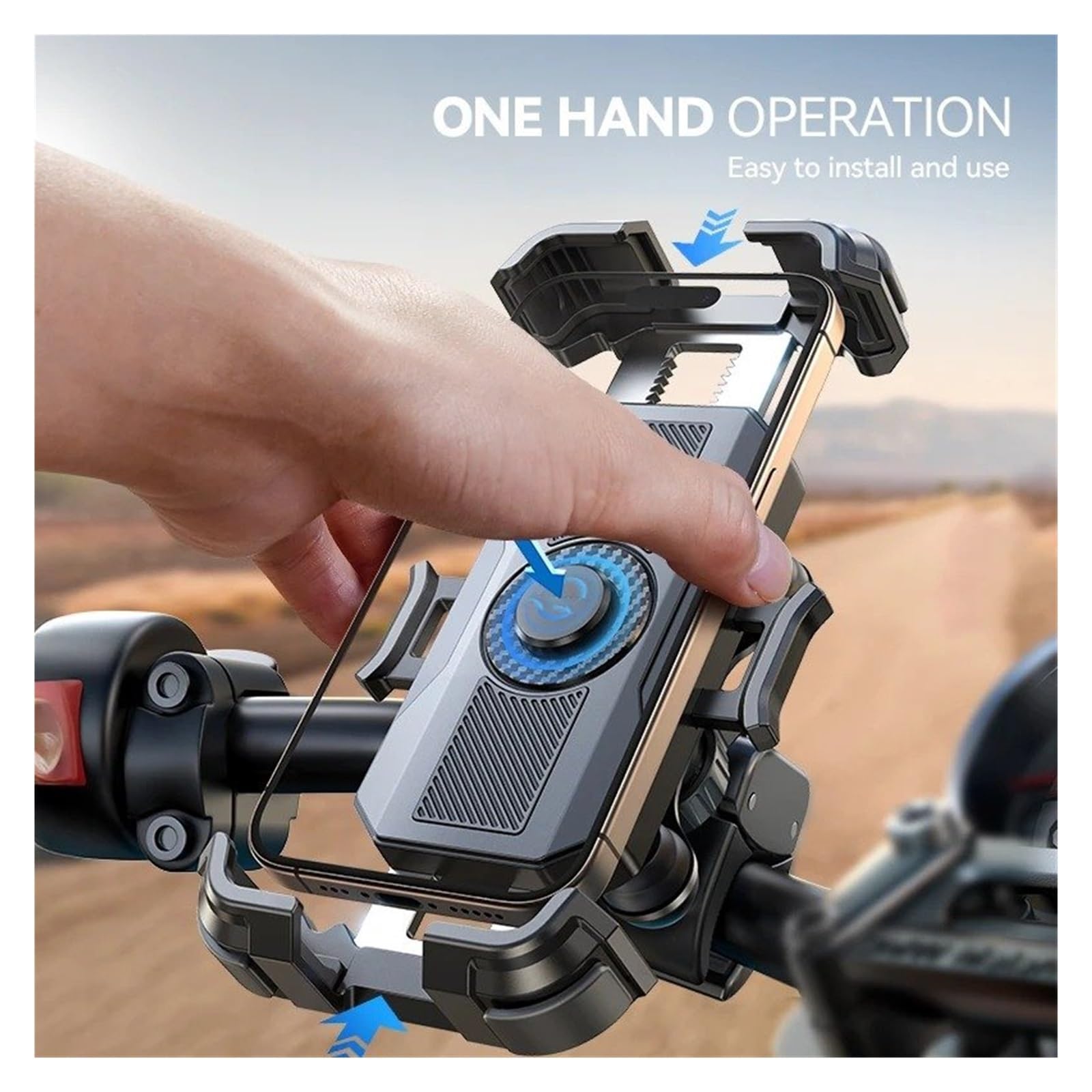 Support GPS Moto Support De Téléphone pour Moto, Vue À 360° pour 4,7 Pouces, Anti-Vibration, pour Guidon Vélo, Utilisation Une Main
