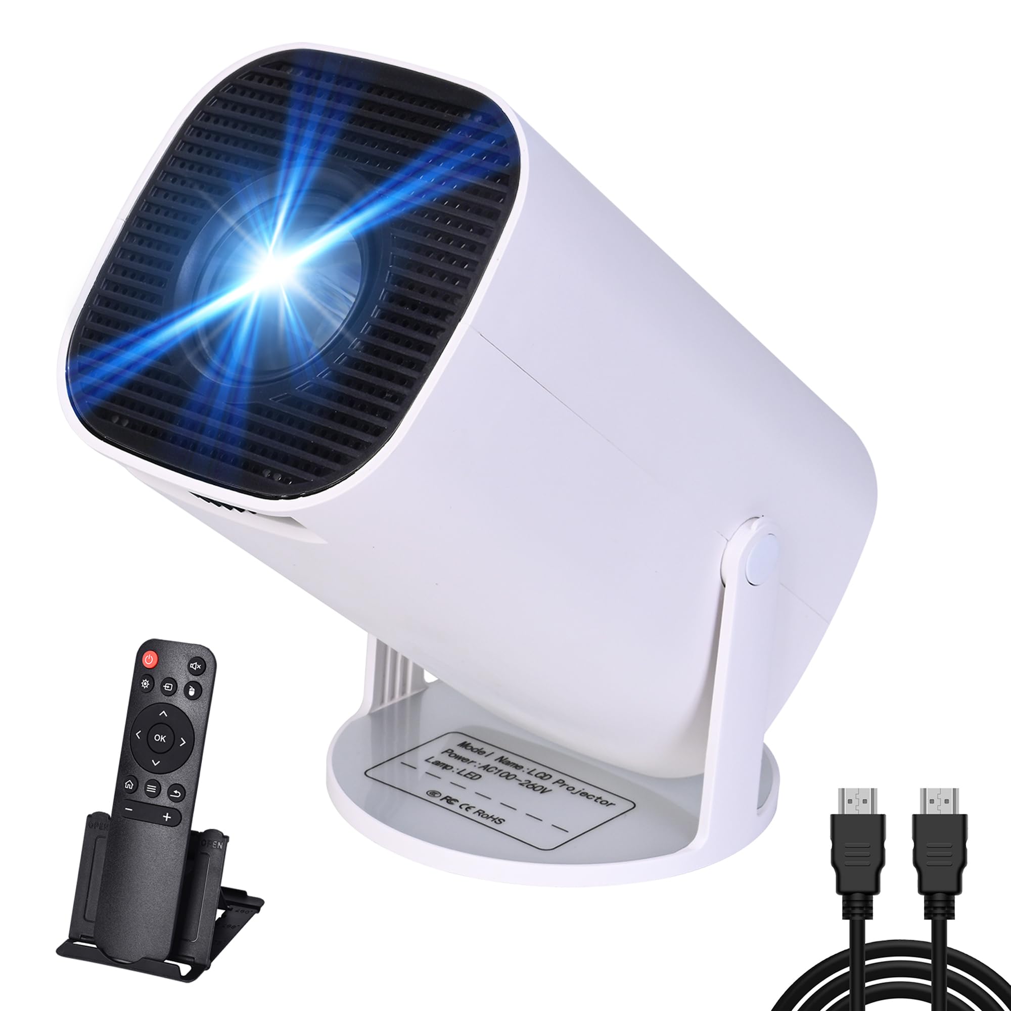 Przenośny mini projektor telewizyjny 4K do telefonu wynalazek wizji wideo projektor wideo z systemem Android 11 i Netflix - WiFi 6 dom sufit film inteligentny projektor ścienny Bluetooth + uchwyt na