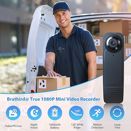 Miniatura 2 de Mini cámara corporal con grabación HD de 1080P, visión nocturna, tarjeta integrada de 64 GB, 1000 mAh 6 horas de duración de la batería, videocámara