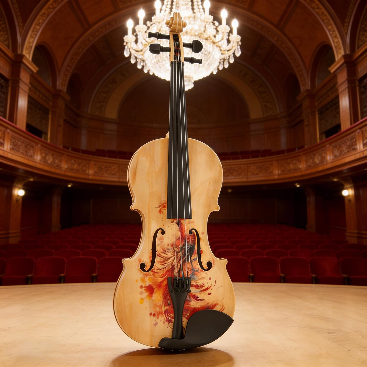 Violin 4/4 Full Size Set, 4/4 Violin Fiddle Basswood with Case & Rosin Padded Shoulder Rest, Wood Fiddle with Mute & Electronic Tuner, Bridge & Extra Strings for Adults, Beginners, Students (Style 1)
