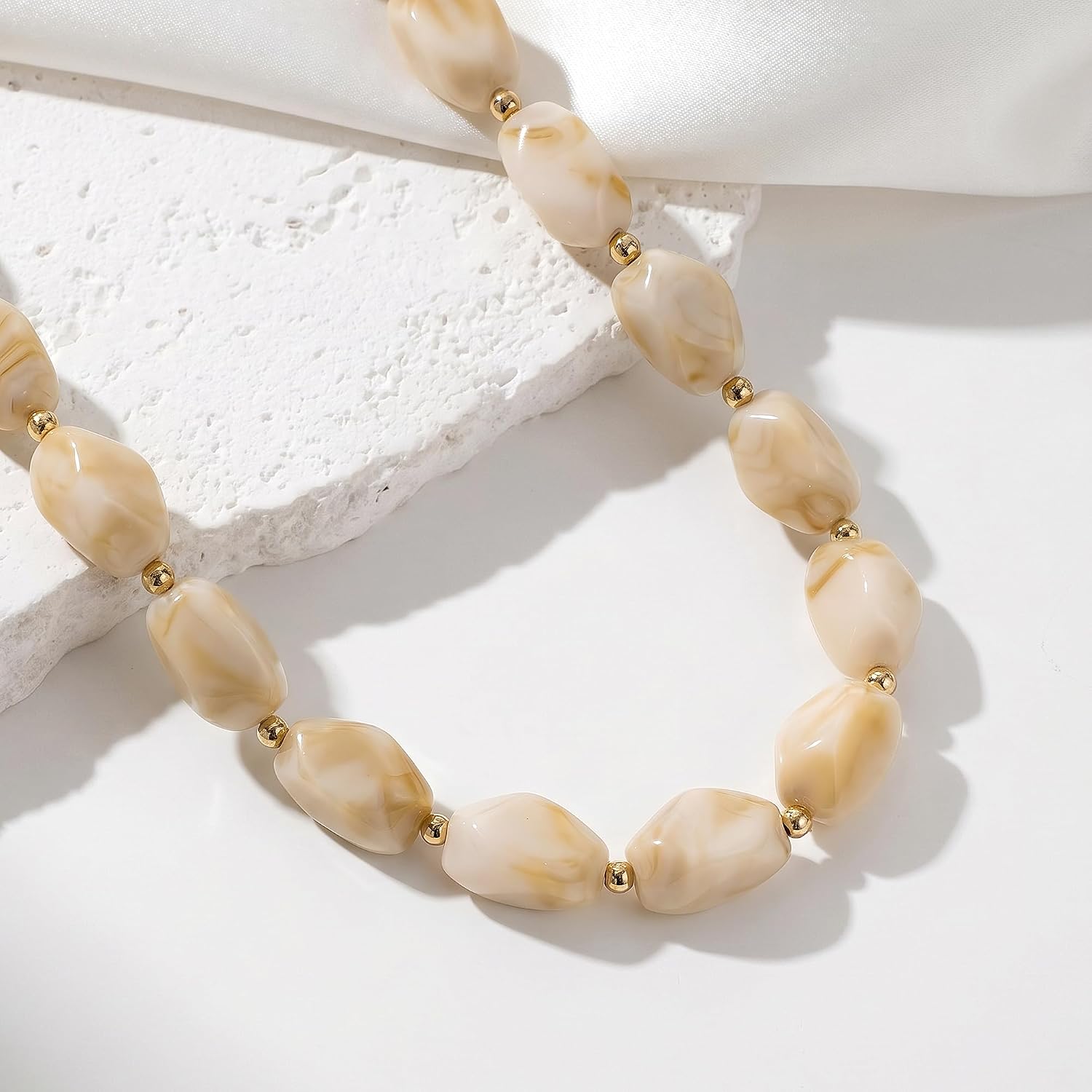 Boho Chunky Beaded Necklace for Women Lightweight Resin Beads for Summer Beach & Vacation Trendy Statement Jewelry Gift for Her