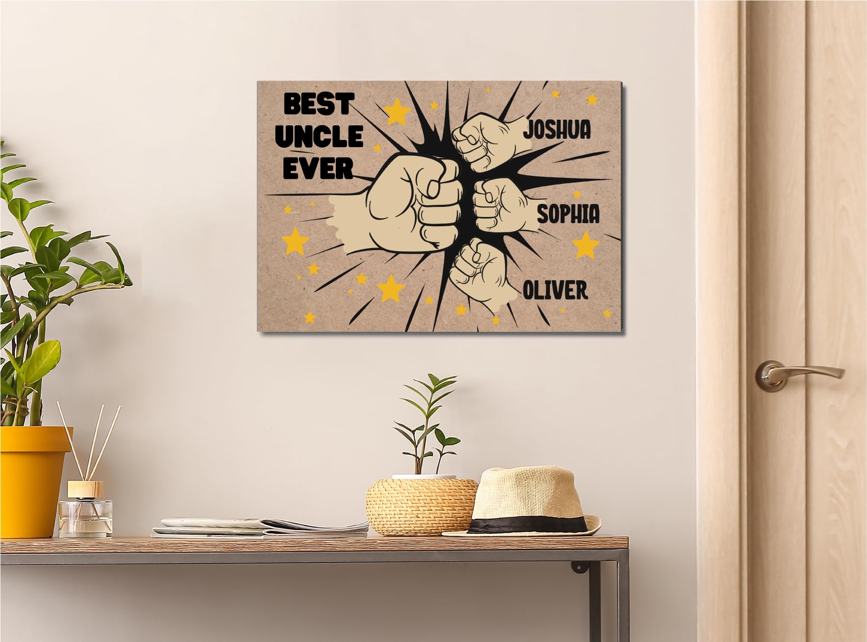 Personalised Fist Bump Sign Custom Wooden Print A4 Plaque Fun Gift Sign for Dad Grandad, Uncle Wall Art Desk Office Home Décor - Image 2