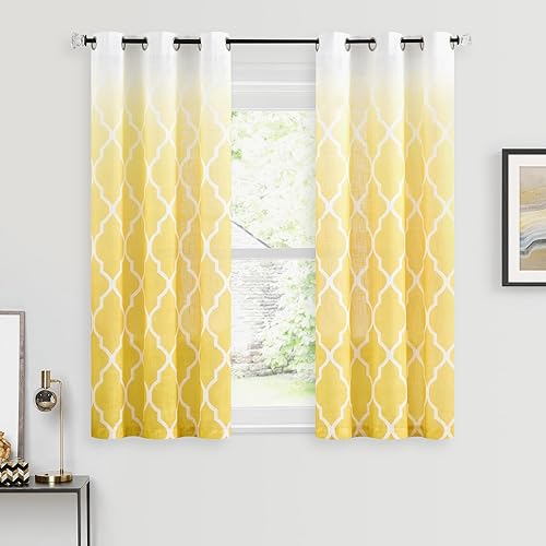 Metro Parlor Cortinas semitraslúcidas de color amarillo degradado degradado degradado de 84 pulgadas de largo para dormitorio o sala de estar, Metro Parlor Cortinas semitraslúcidas de color amarillo degradado degradado degradado de 84 pulgadas de largo para dormitorio o sala de estar,