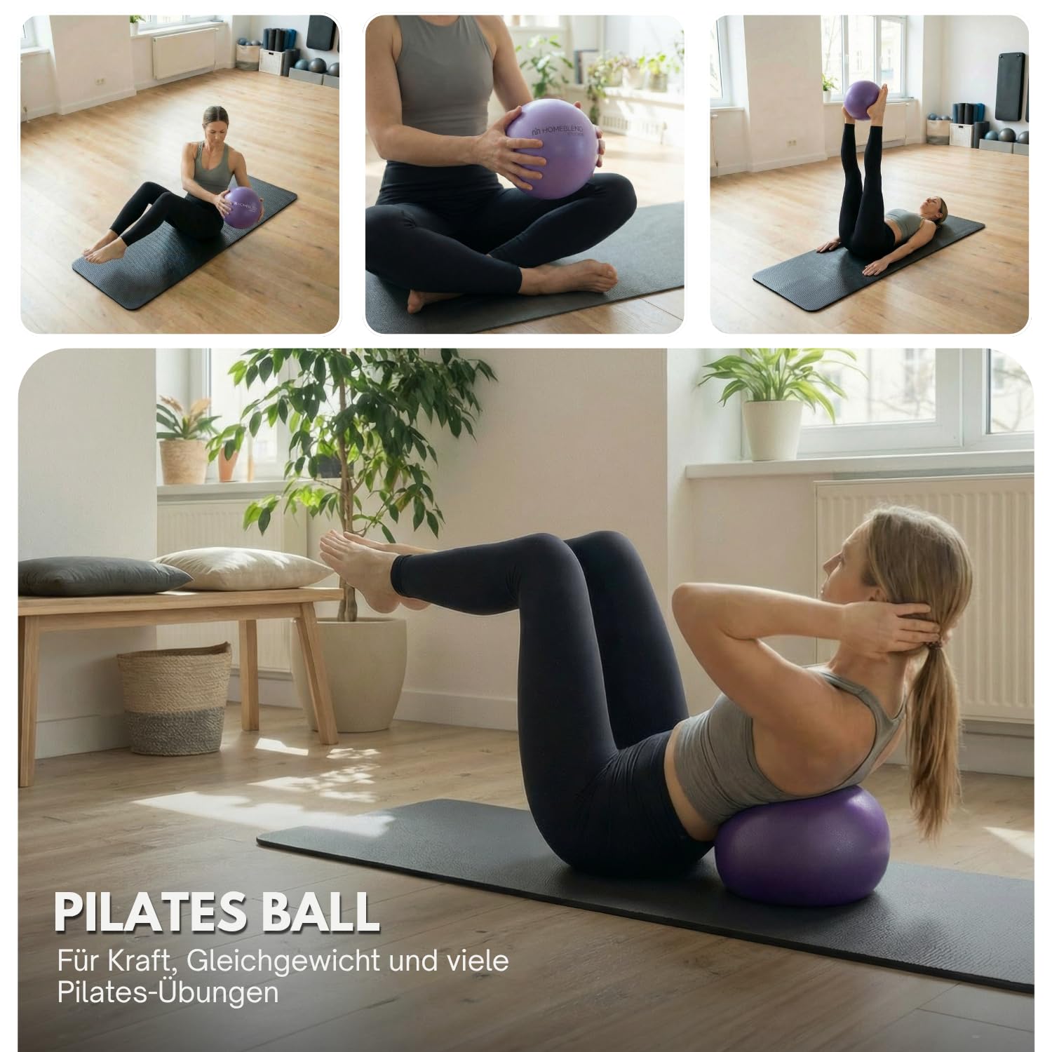 Homeblend 9-teiliges Pilates-Set – Pink – Gewichte, Widerstandsbänder, Socken, Ball & Ring – Fitness-Set für das Heimtraining – Hand- und Fußgelenkgewichte | Ring, Ball & Bänder, Knöchelgewichte & Rutschfeste Socken