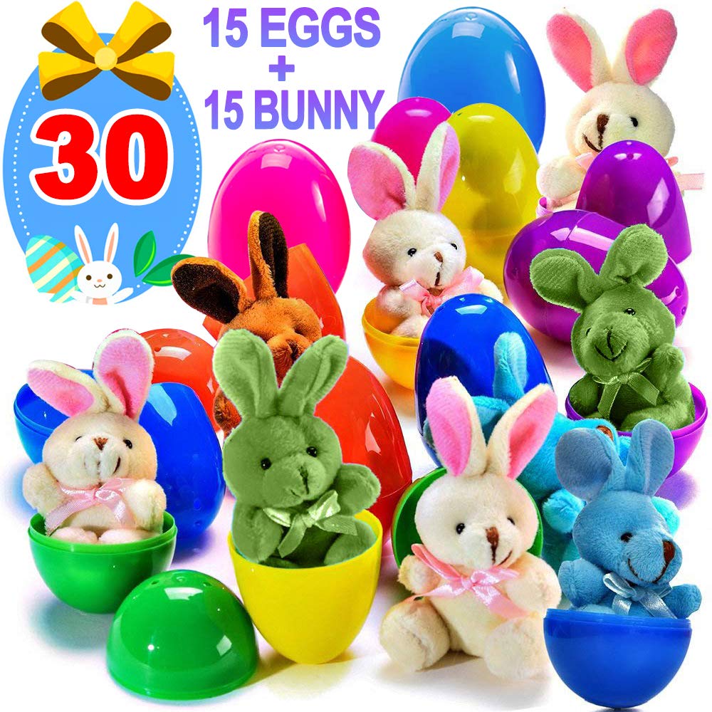 Buy 30PCS Easter Eggs & PlushToy, 15Pc Large Plastic Easter Egg