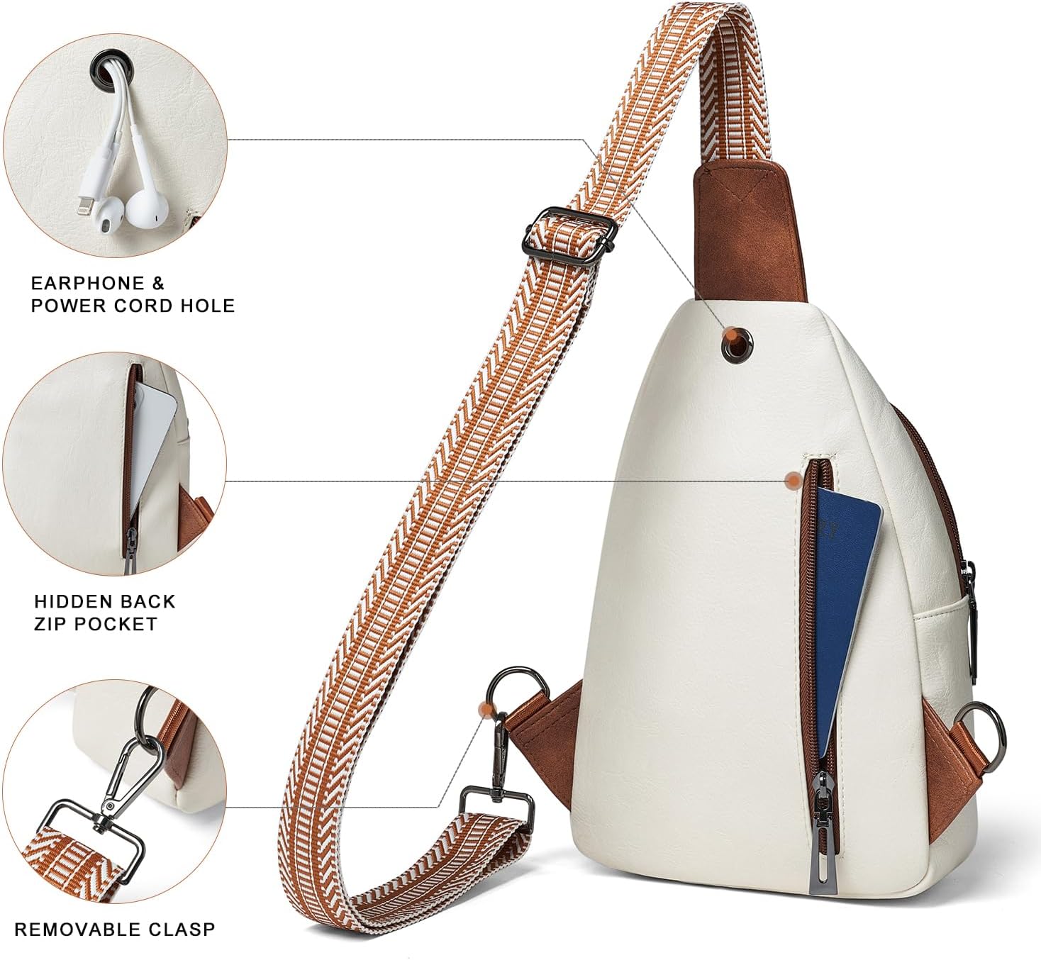 7L Sling Bag for Women Men Crossbody Belt Bag Small Travel Sling Backpack Anti Theft Chest Daypack Purse Faux Leather - Image 8