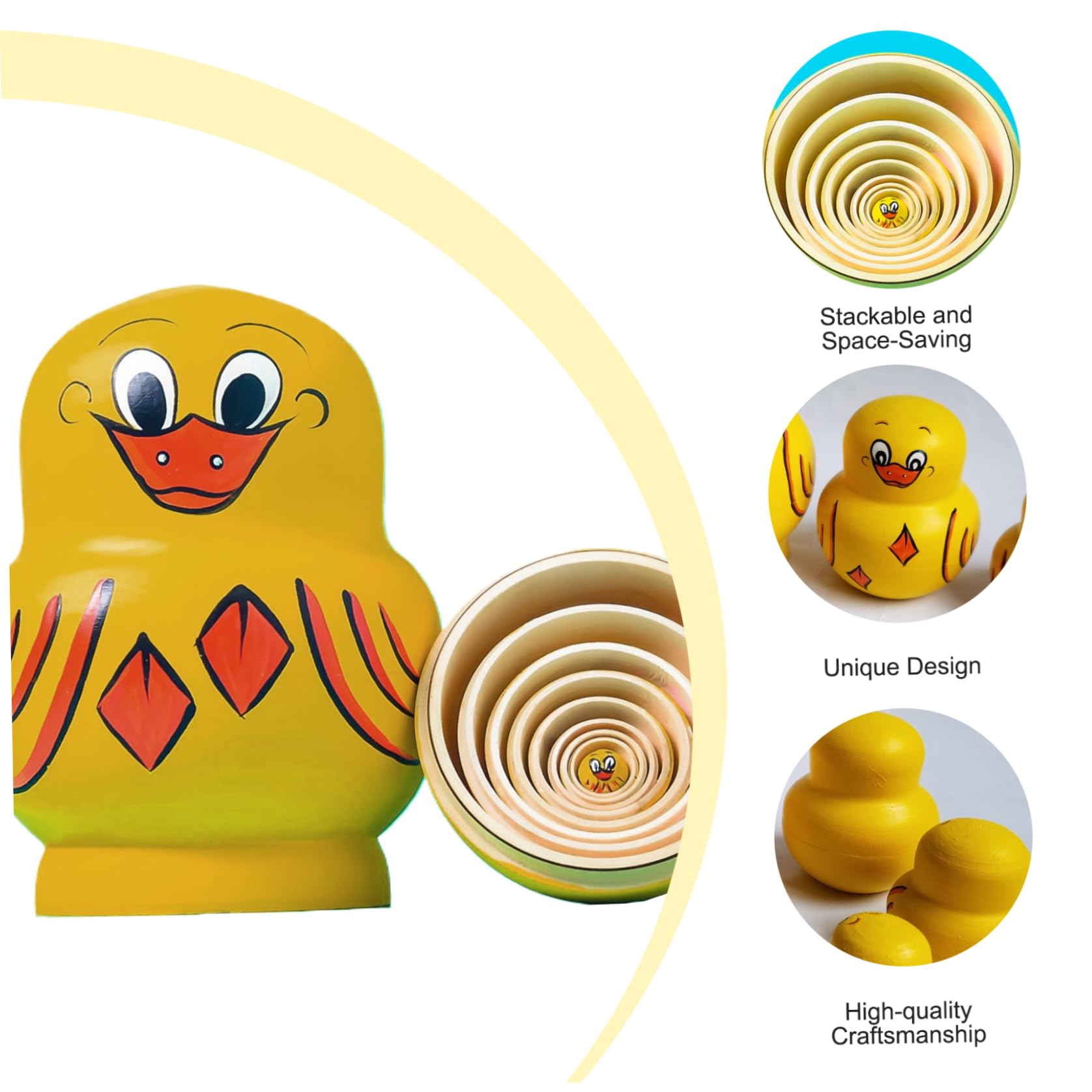 10 piezas de pato muñeca rusa de anidación lindas muñecas de anidación de pato patos apilados de madera amarilla juguetes educativos de aprendizaje Matryoshka para cumpleaños de niños, broma de jugue