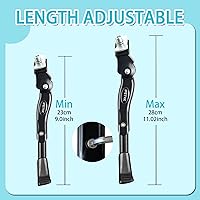 Vista 3 de Kickstand para niños bicicleta para 16, 18, 20 pulgadas, ajustable, plegable, montaje central, bicicletas para niños, aleación de aluminio negro