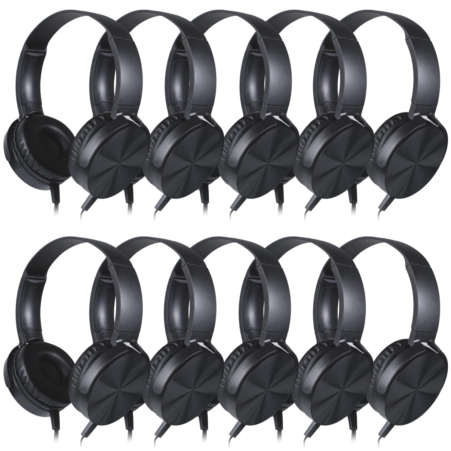 Paquete de 10 auriculares de aula a granel, auriculares duraderos con cable para estudiantes, niños, adolescentes, niños y adultos (LS450, 10 negro)