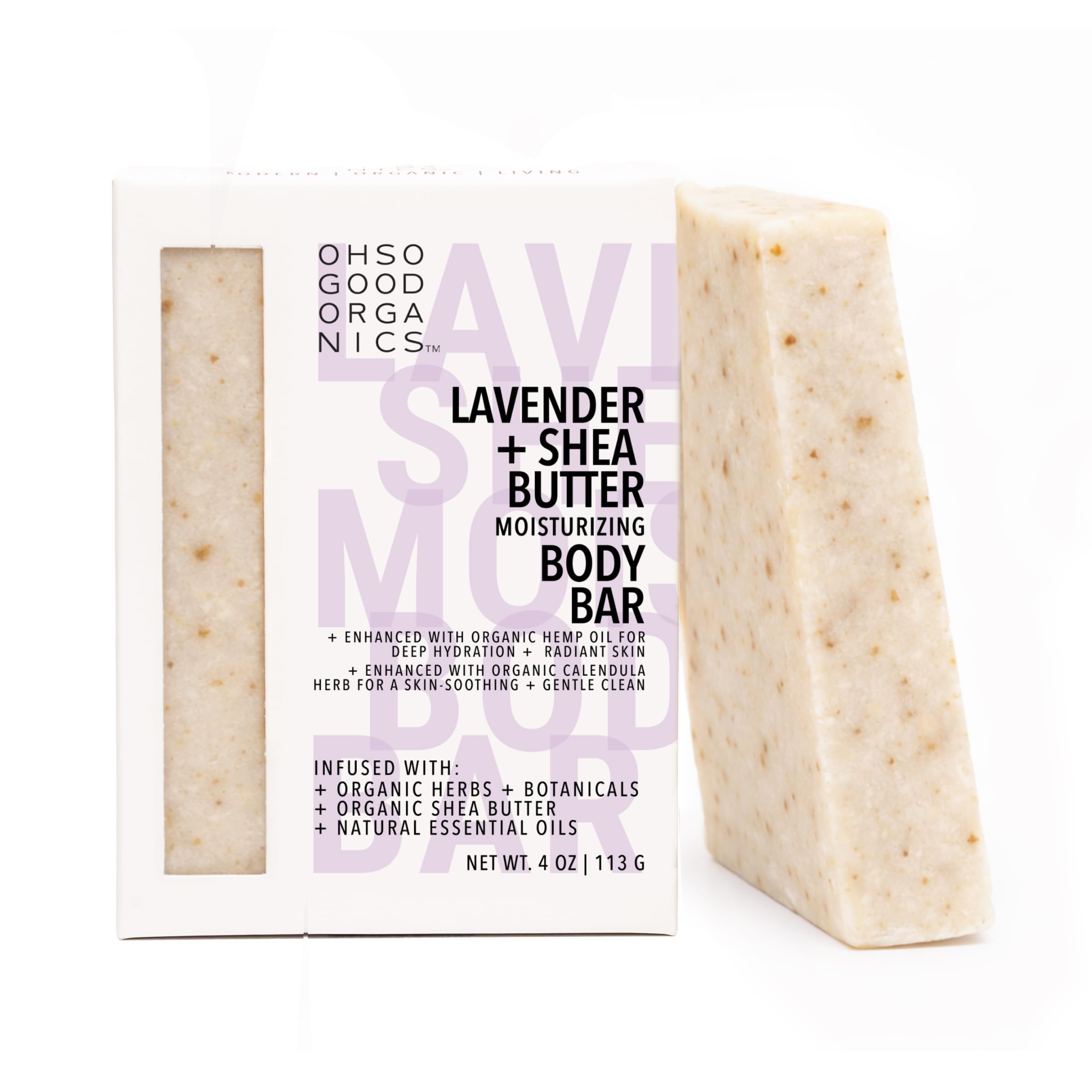 Natural Organic for Face and Body, Exfoliating & Moisturizing Soap Bar with Shea Butter, Coconut Oil and Essential Oils, 4oz Per Bar (Organic Lavender