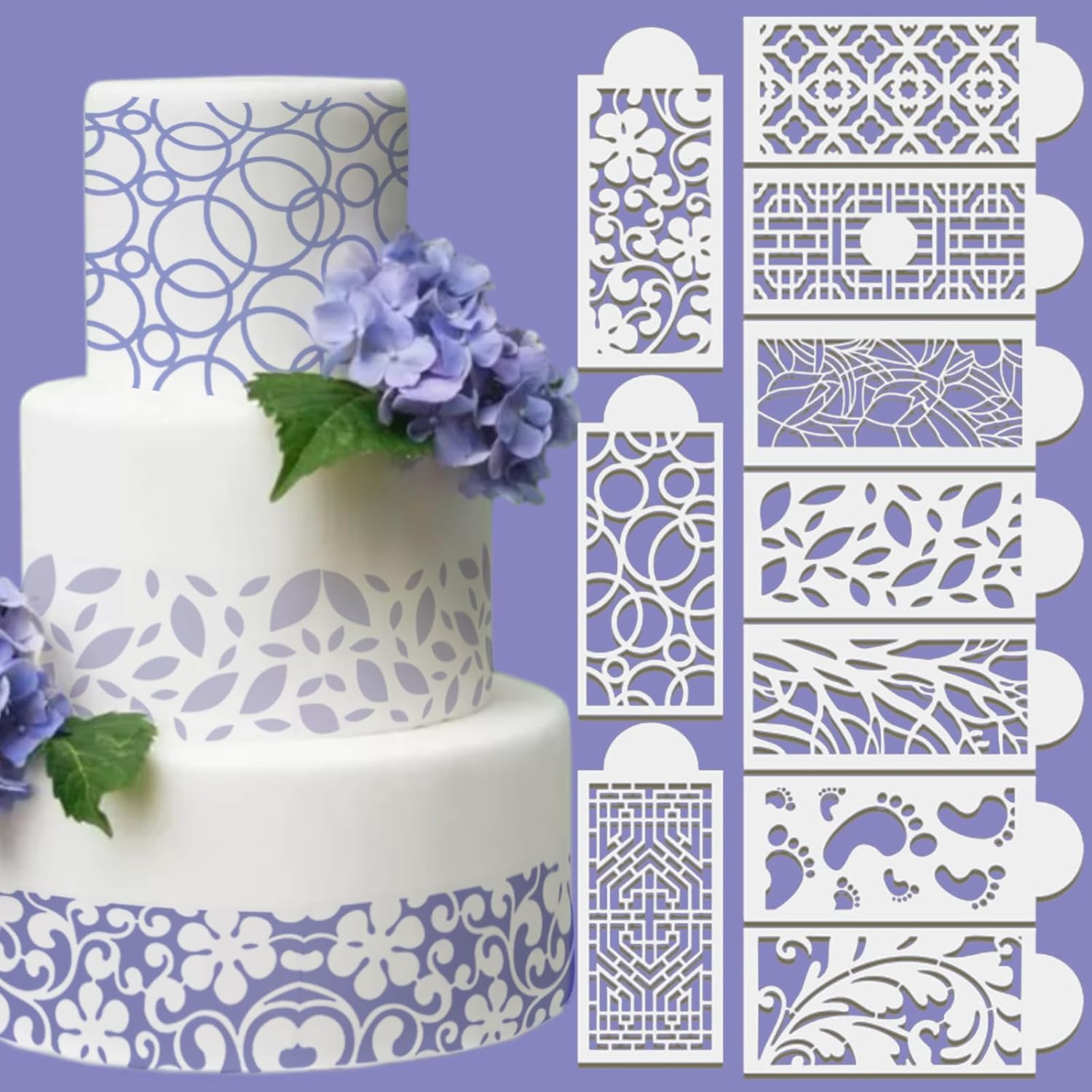 Amazon.com: 10 Pcs Cake Stencils Set Cake Templates Floral Wedding Cake ...