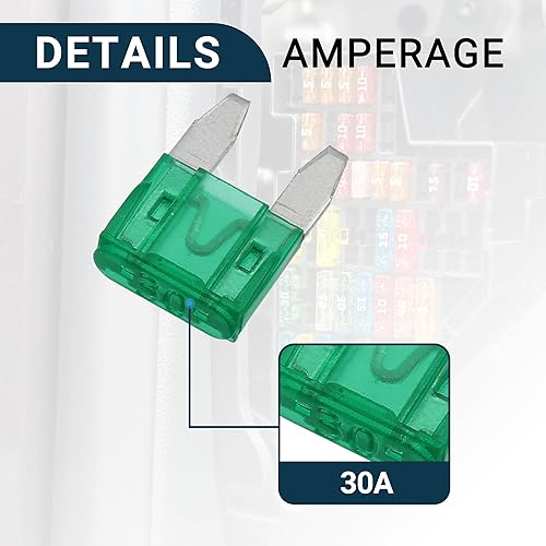 Miniatura 5 de F FIERCE CYCLE Fusible de coche estilo cuchilla fusibles 30A mini fusible duradero protección contra cortocircuitos verde 20 unids