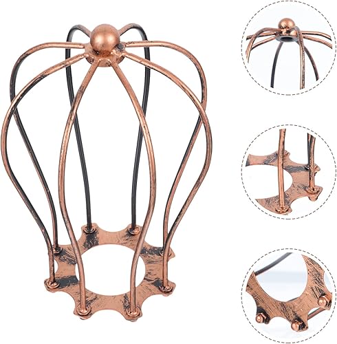 Miniatura 6 de YARDWE Pantalla de alambre vintage de repuesto industrial para lámpara colgante, jaula de alambre de metal, pantalla de pomelo, marrón