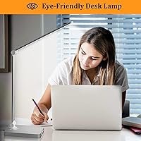 Vista 5 de Dott Arts Lámpara de escritorio LED con puertos USB, lámparas de escritorio táctiles para oficina en casa con 5 modos de color, 3 luces