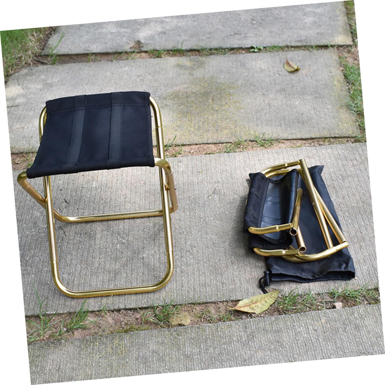 TOYANDONA Lightweight Folding Stool for Camping Collapsible Portable Chair for Fishing Traveling BBQ Outdoor Activities Durable Golden Color