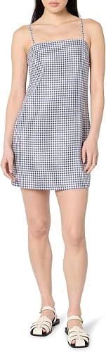 The Drop Women’s Seville Linen Mini Shift Dress, Skipper Blue Gingham, 5X, Plus 