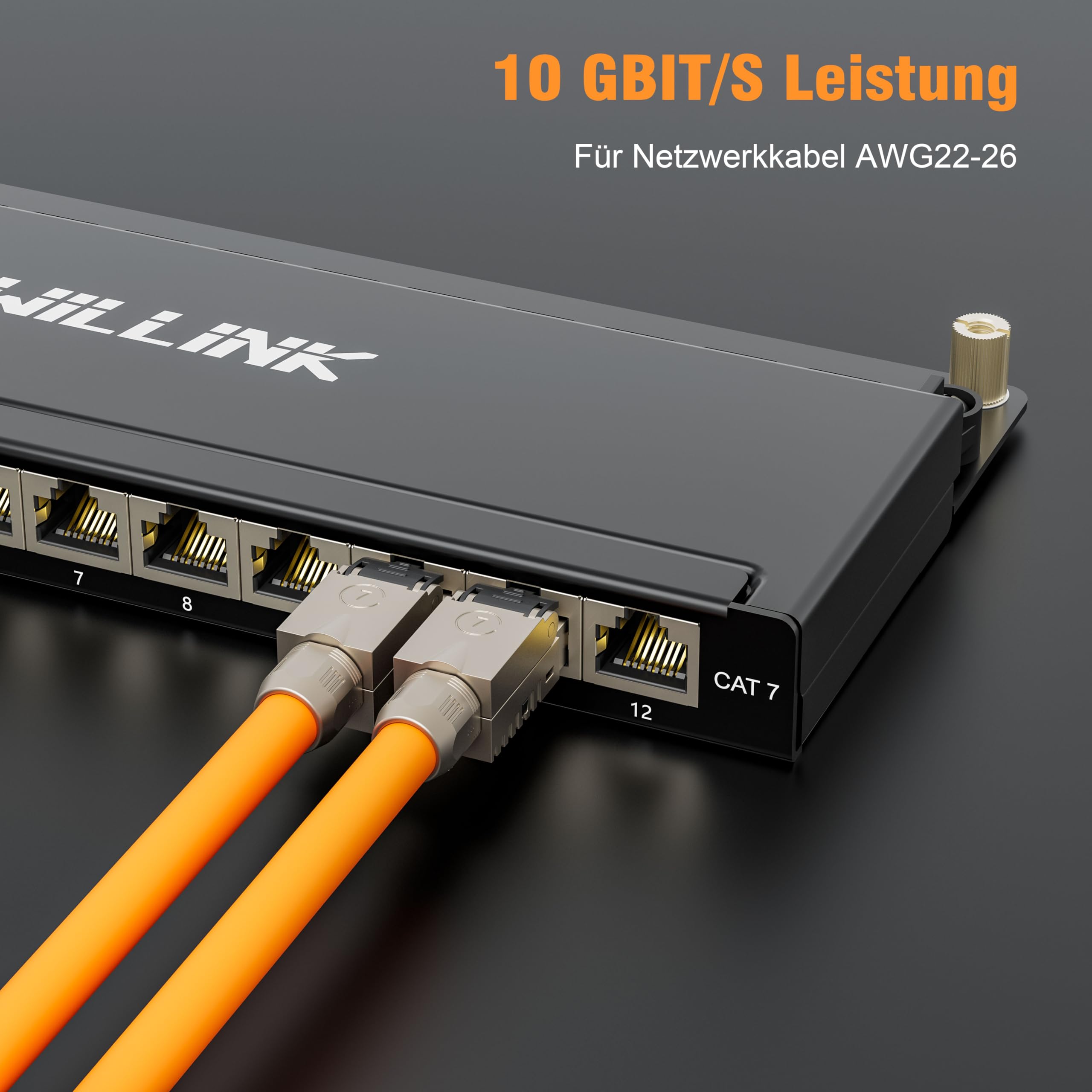 iwillink Panneau de brassage Cat7 12 ports 0,5 HE, 10 Gbps Gigabit 600 MHz