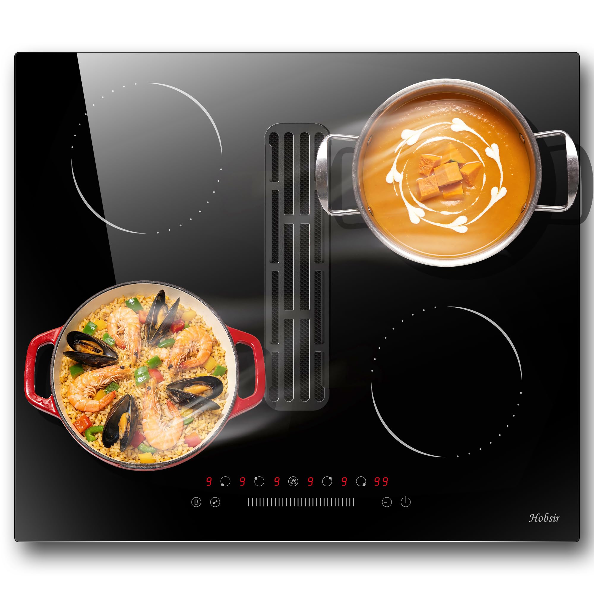 Hobsir hob Plug in Induction Hob 4 Zones Plug in Electric Hob 60cm with Flexible Zone for Griddle Plate, Bulit-in, 2800W, Slider Touch, Timer, Child-safety Lock, Pause Function,13 Amp — view 10