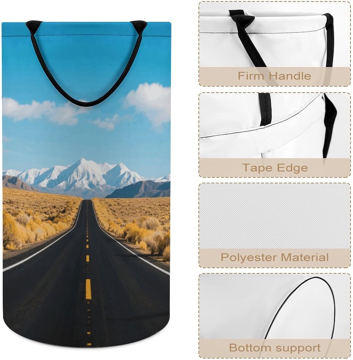 Freeway Highway Road in The Desert Laundry Hamper Large Capacity 15.7x27.2 Inch, Collapsible Dirty Clothes Basket with Handles, Foldable Storage Bin Laundry Basket for Bedroom Bathroom Dorm