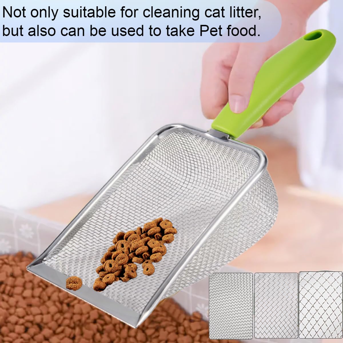 3 cucharas de arena de acero inoxidable para gatos, limpiador de arena de esquina, fácil de limpiar, pala de arena para gatos, pala de arena para terrarios de reptiles