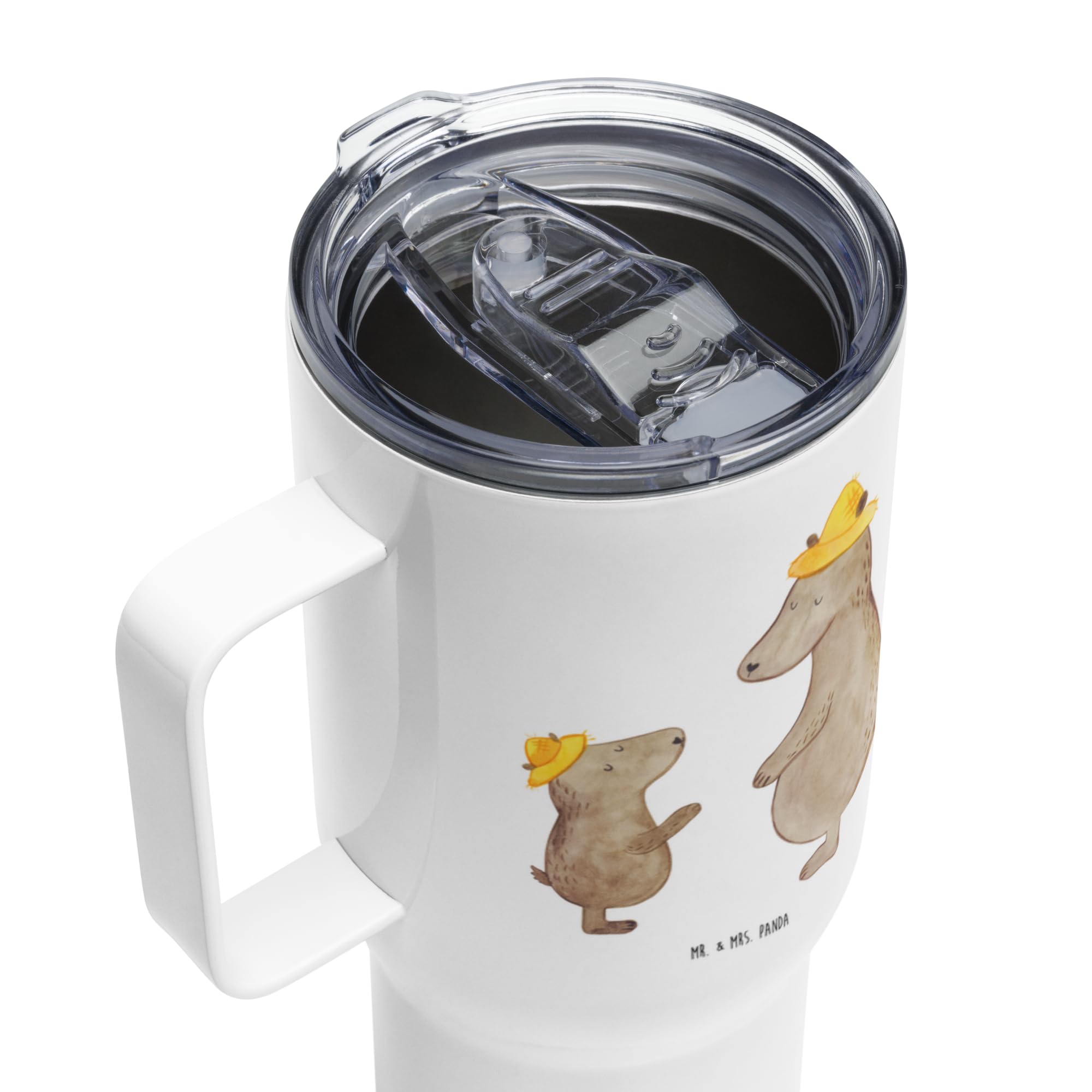 Mr. & Mrs. Panda Thermobecher Bären mit Hut - Geschenk, Bär, Muttertag, Reisebecher, Kaffee-to-go-Becher, Kinder, thermosbecher, Vatertag, Familie, Teetasse, Teebecher