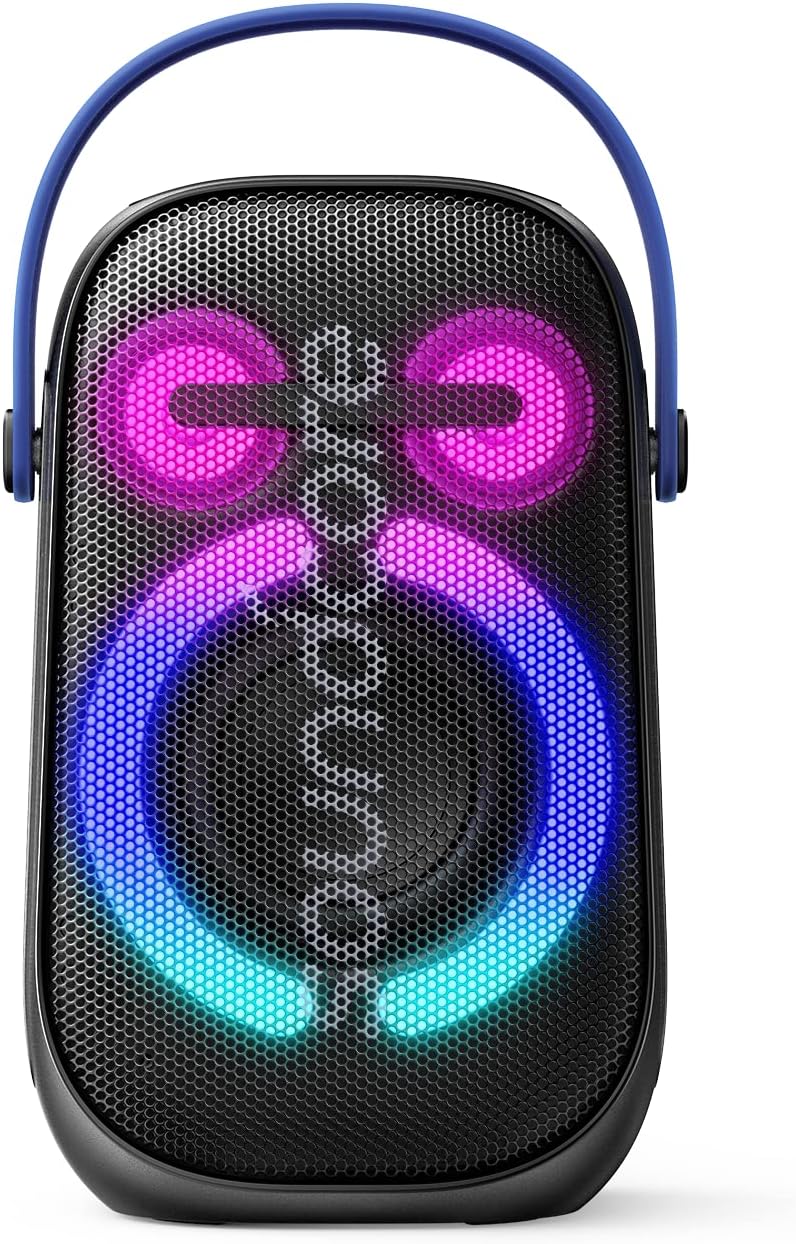 Anker Rave Neo 2 Portable Speaker with 80W Stereo Sound, PartyCast 2.0, Light Show, IPX7 Waterproof (Floats on Water) 18H Playtime, Customizable EQ & Bass Up for Party, Tailgating, Backyard