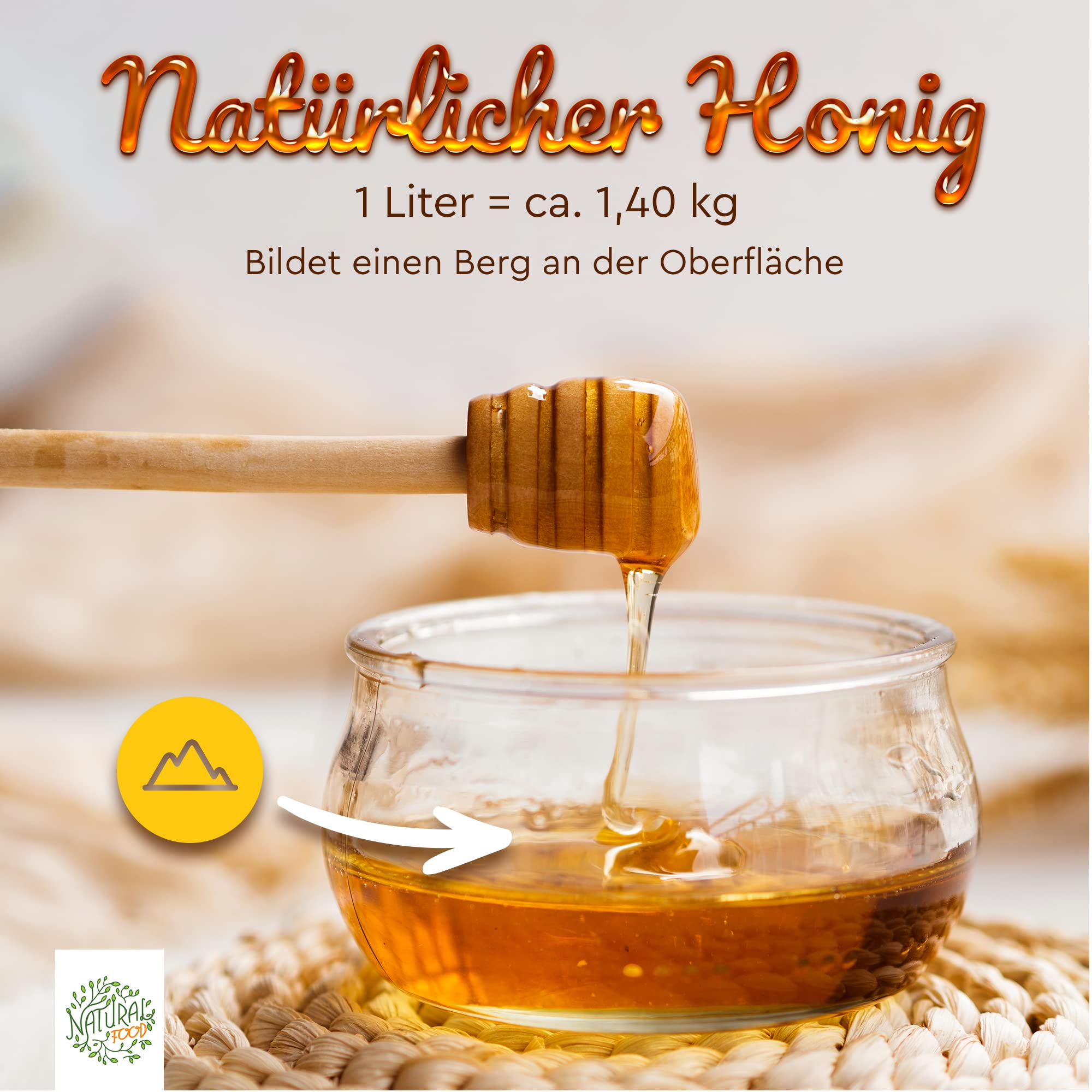 Natural Food - ROHER HONIG direkt vom Imker aus Europa - Natürlich - Sehr Gesund - ohne Zusätze - Ungefiltert - Nicht Geschleudert oder Rrhitzt - 1,1 kg - Buchweizen