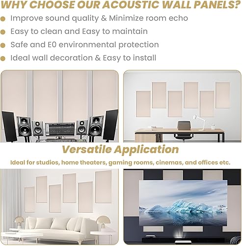 Miniatura 8 de 6 paneles acústicos, grandes paneles de pared insonorizados, paneles profesionales de fibra de vidrio que absorben el sonido, paneles de espuma a