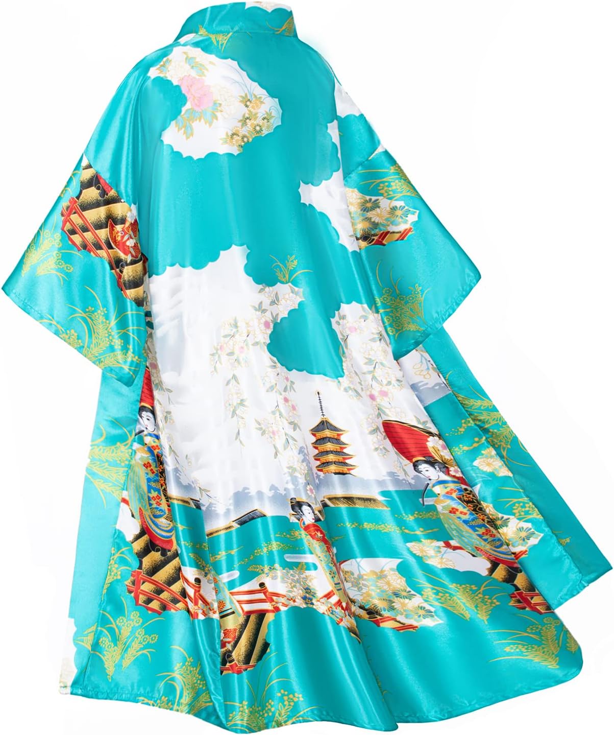 Long Kimono Satin Printed Lightweight Cardigan Jacket Coat Yukata Cloak Bathrobe Tops fans Tabi socks set - Image 2