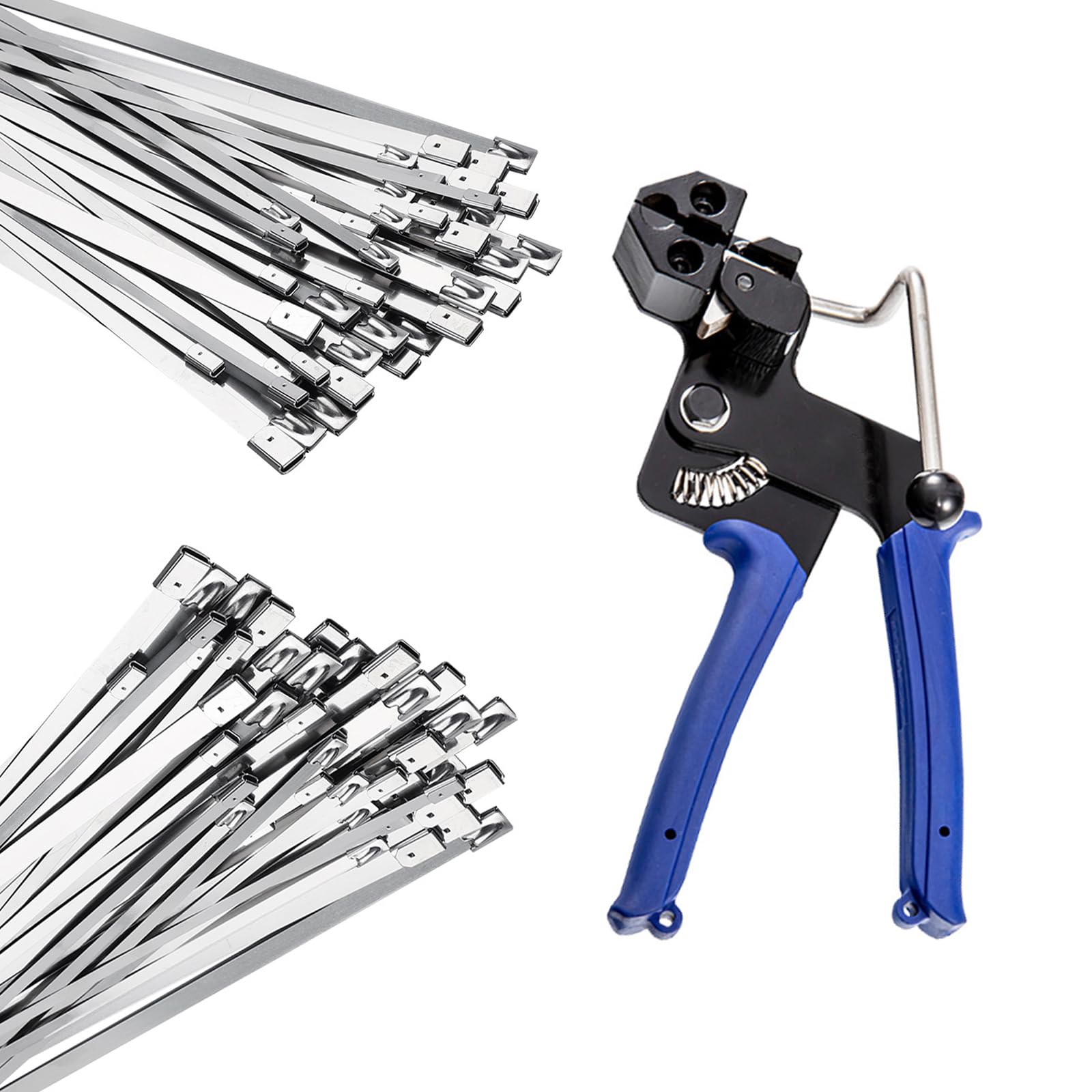 Metalowe narzędzie do mocowania zacisków kablowych ze stali nierdzewnej, metalowe opaski zaciskowe, pistolet z 200 szt. 30 cm samozamykające się opaski na zamek błyskawiczny ze stali nierdzewnej do zarządzania kablami