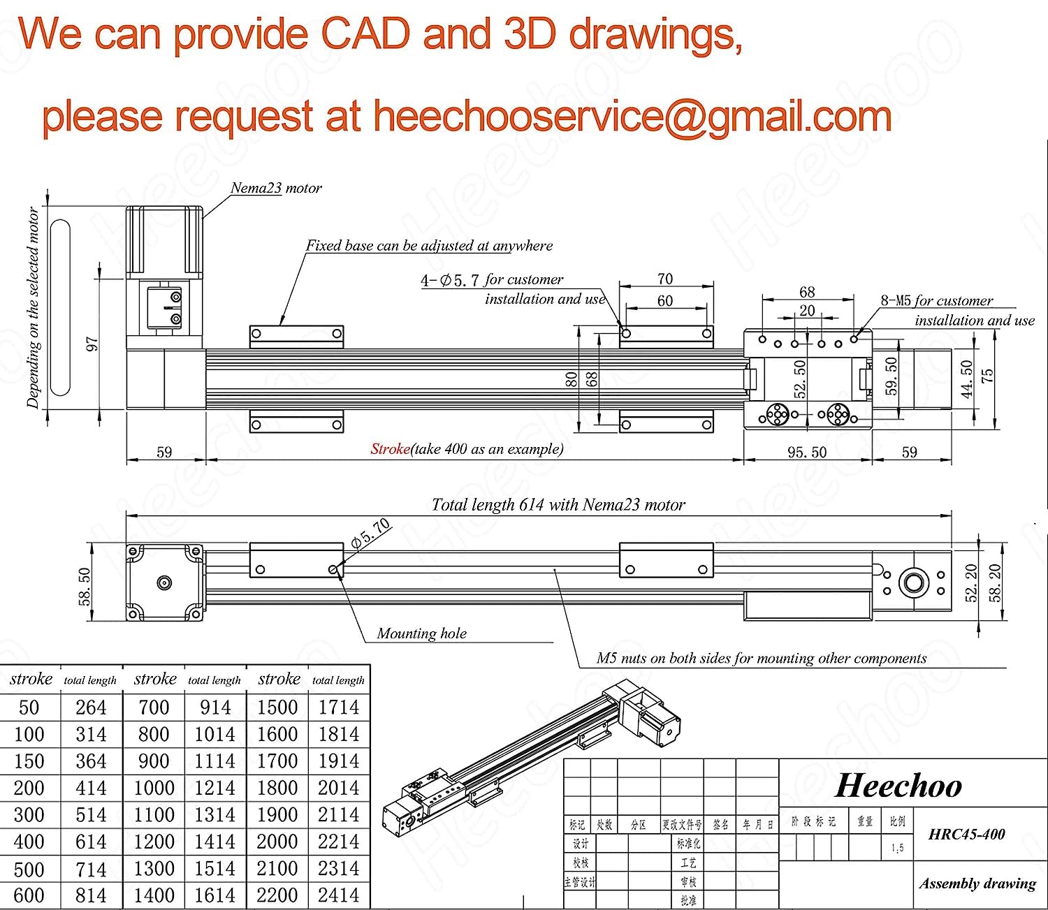 Modulo attuatore Scorrevole per Guida lineare a Cinghia ad Alta velocità da 400 mm e Corsa da 16 Pollici per Kit di Posizionamento lineare CNC
