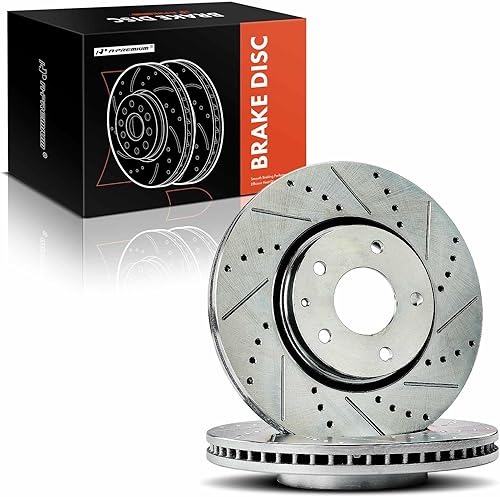 Miniatura 8 de A-Premium Rotores de freno de disco delanteros perforados y ranurados de 11.68 pulgadas (11.689 in) compatibles con modelos seleccionados de Mazda -