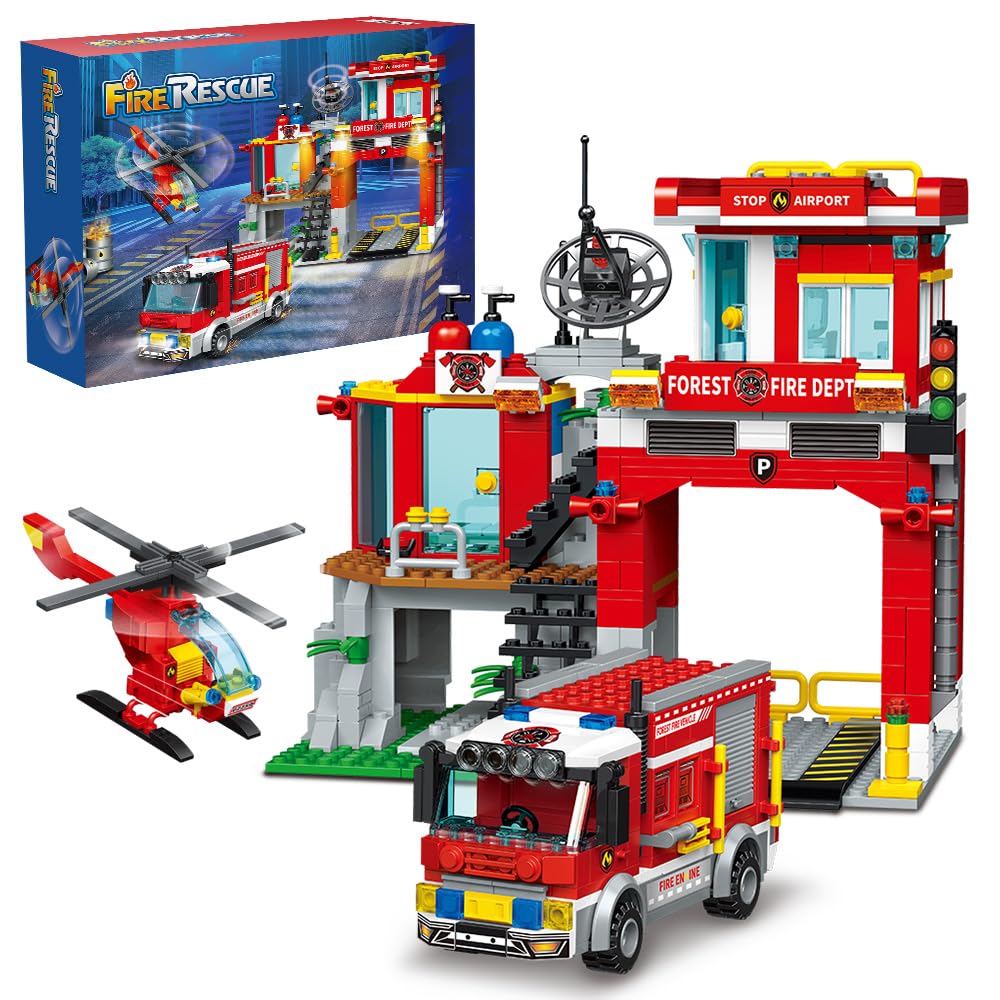 Amazon.com: MindBox City Fire Rescue Building Set with Fire