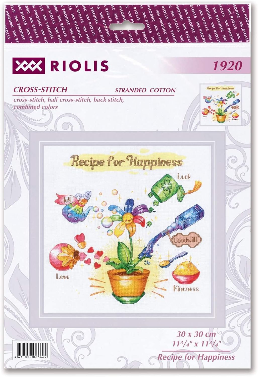 RIOLIS - Recipe for Happiness 1920, Cross Stitch Kits 11¾"x11¾, Cross Stitch Kits for Beginners & Advanced, Crossstitching Kit Adult, Embroidery Counted Stitching Kit