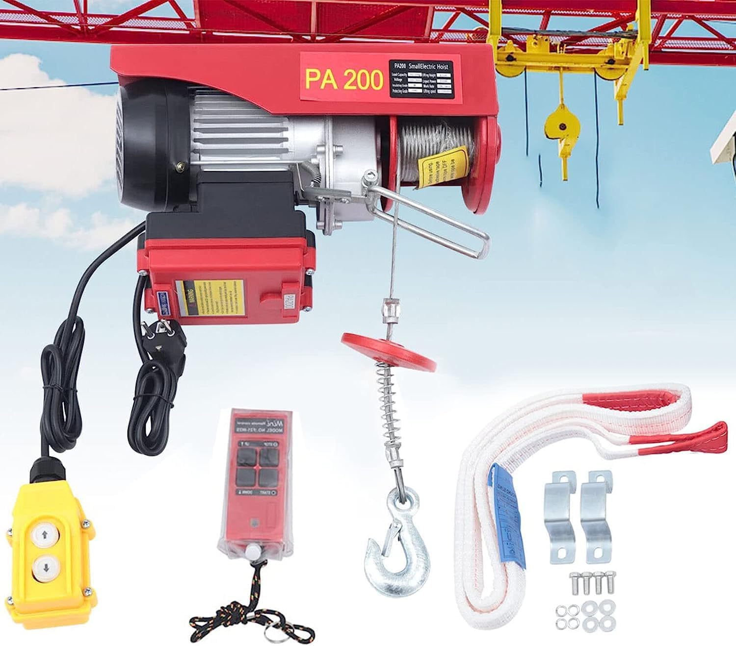 Polipasto eléctrico con mando inalámbrico y protección contra sobrecarga para cargas de 400kg